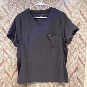 JAANUU Gray Women's Performance V-Neck Scrub Top L Large Short Sleeved